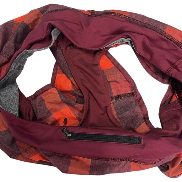 Lululemon Run Speed Short Womens 8 Red Burgundy Buffalo Plaid Active Athletic - Picture 9 of 13